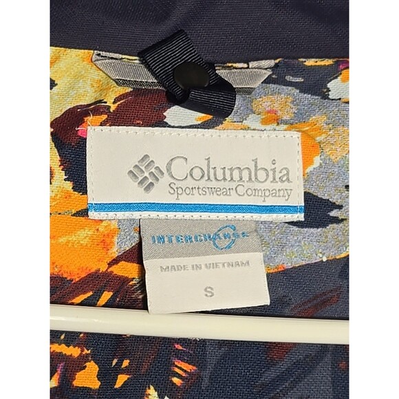 Columbia Interchange Omni Heat Floral Hooded Jacket Womens Small Navy Orange - Picture 6 of 7
